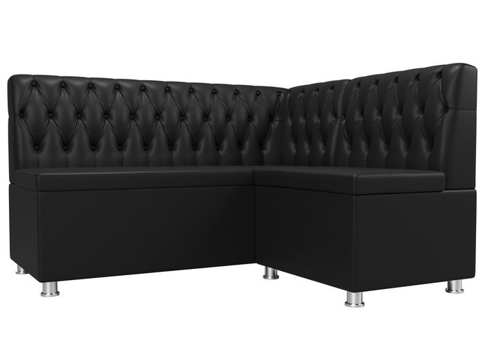 Кухонный угловой диван Мирта черного цвета (экокожа)