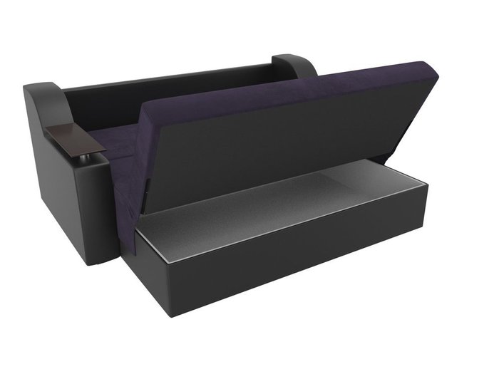 Прямой диван-кровать Сенатор черно-фиолетового цвета (ткань\экокожа)