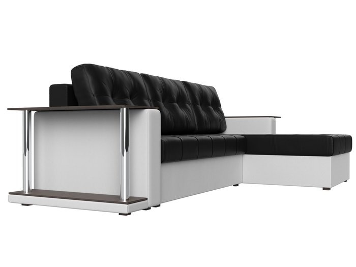 Угловой диван-кровать Даллас бело-черного цвета (экокожа)