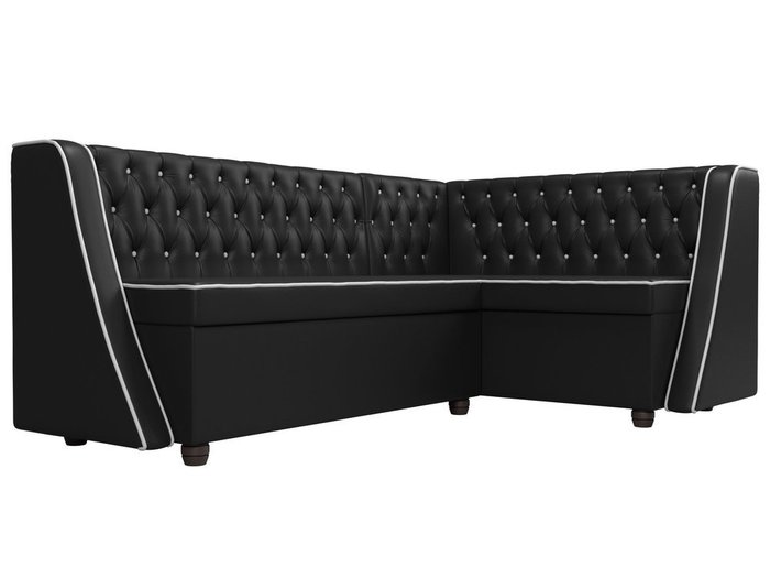 Кухонный угловой диван Лофт черного цвета (экокожа)