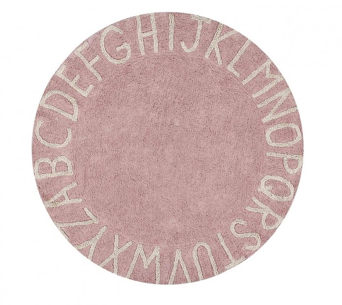 Ковер Алфавит диаметром 150 розового цвета