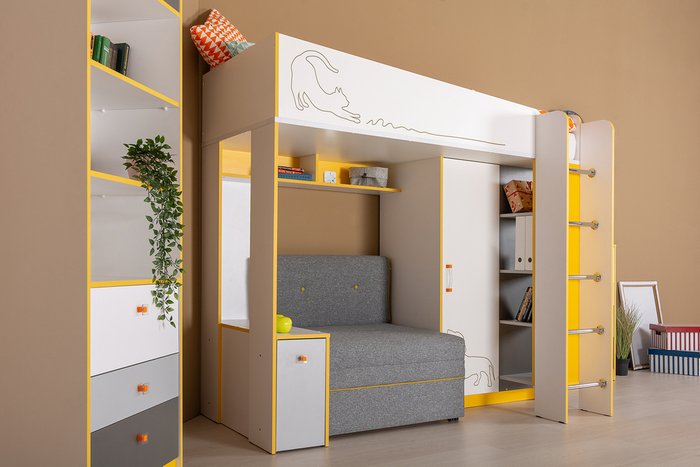 Мебель в детскую Альфа № 6 бело-оранжевого цвета