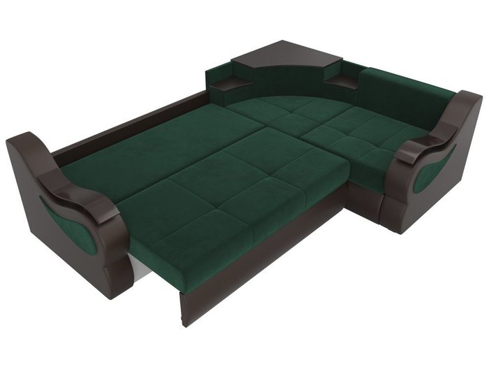 Угловой диван-кровать Митчелл коричнево-зеленого цвета (ткань\экокожа)