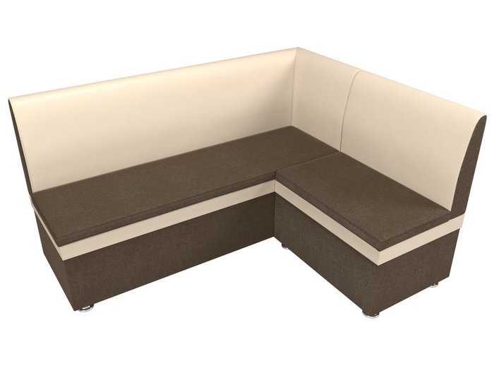 Угловой диван Уют бежево-коричневого цвета (экокожа/ткань)