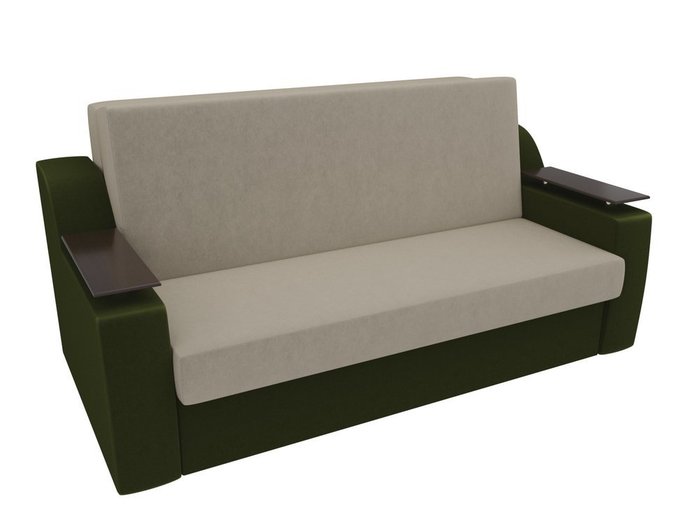 Прямой диван-кровать Сенатор зелено-бежевого цвета
