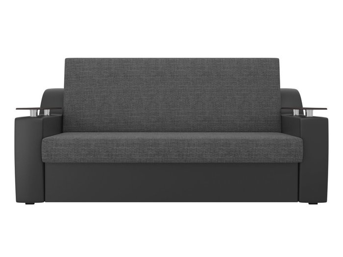 Прямой диван-кровать Сенатор черно-серого цвета (ткань\экокожа)
