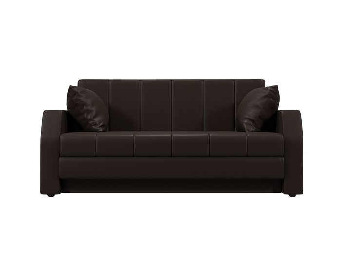Прямой диван-кровать Малютка темно-коричневого цвета (экокожа)
