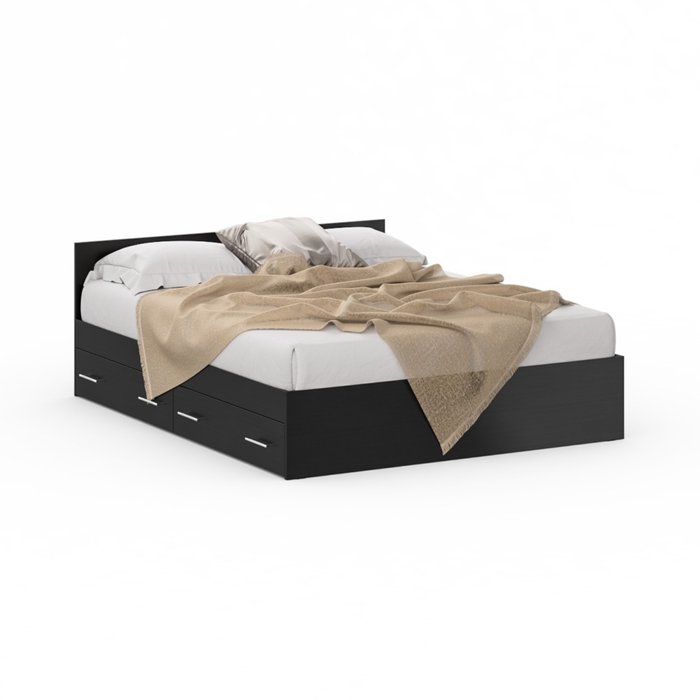 Кровать с ящиками Стандарт 160х200 черно-коричневого цвета - купить Кровати для спальни по цене 11364.0