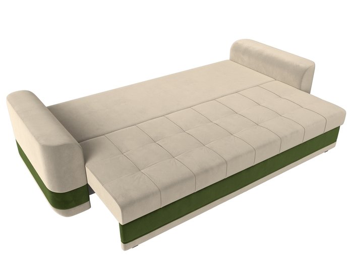 Прямой диван-кровать Честер бежево-зеленого цвета