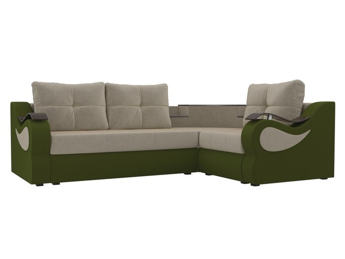 Угловой диван-кровать Митчелл зелено-бежевого цвета