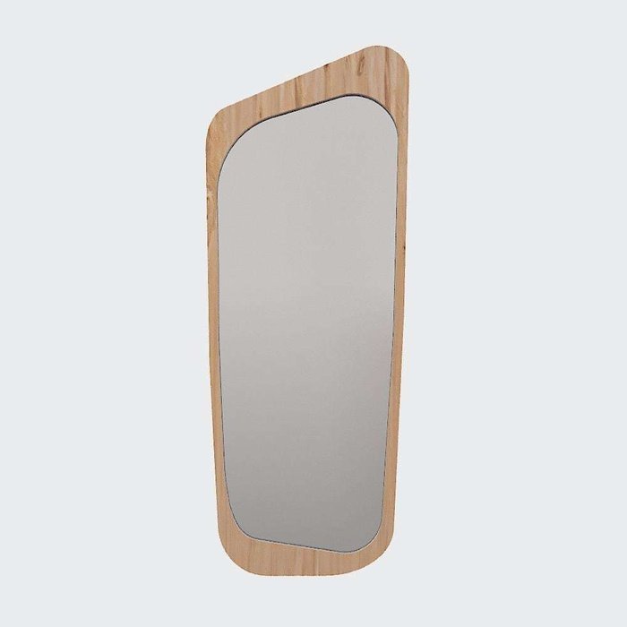 Зеркало настенное Woodi бежевого цвета с белым кантом