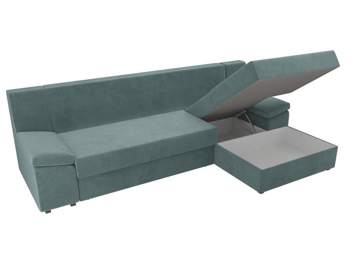 Угловой диван-кровать Челси темно-бирюзового цвета