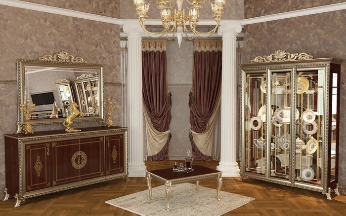 Шкаф-витрина Версаль коричневого цвета
