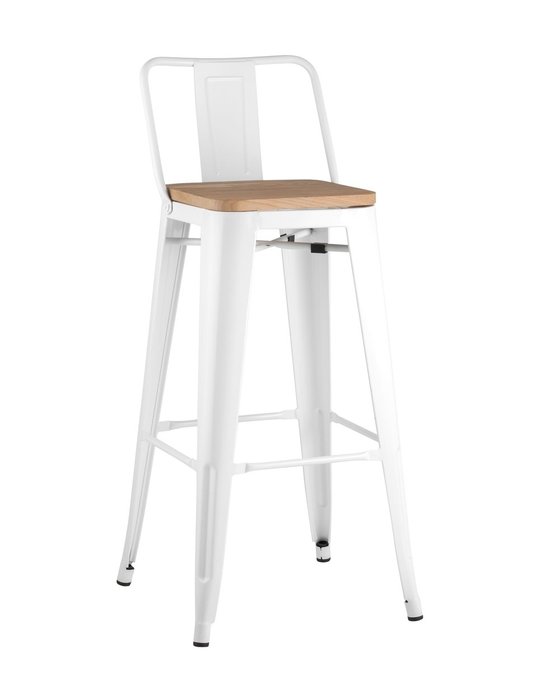 Барный стул Tolix Wood белого цвета