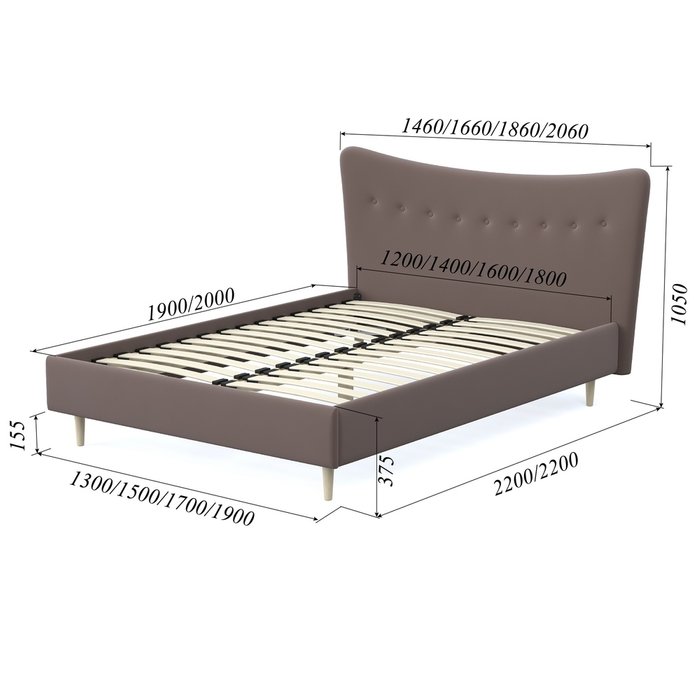 Кровать Финна 140x200 коричневого цвета