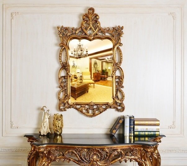 Настенное Зеркало в резной раме Floret Gold 