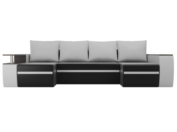 Угловой диван-кровать Майами черно-белого цвета (экокожа)