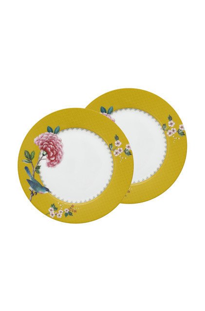 Набор из двух тарелок Blushing birds желтого цвета 