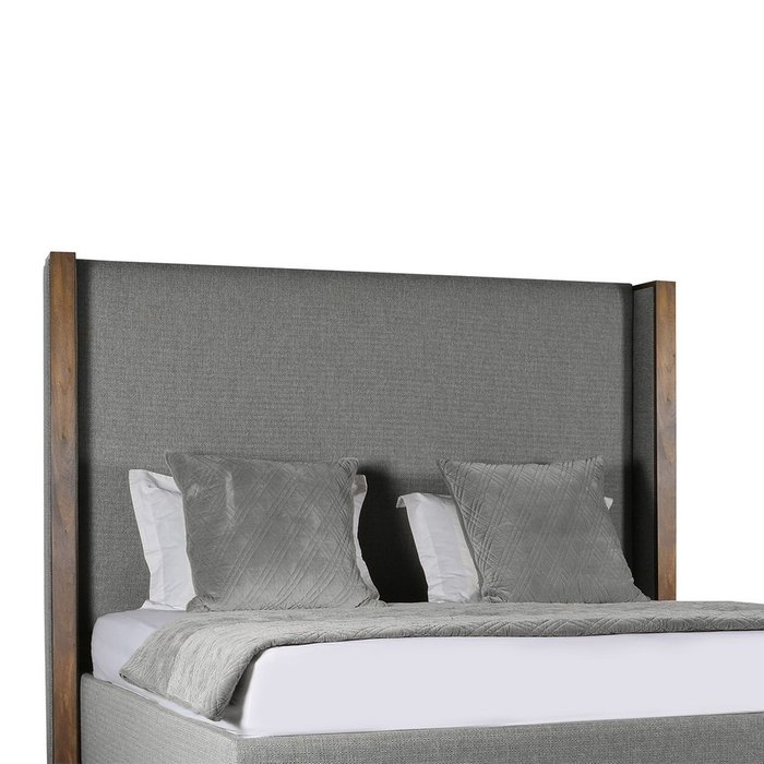 Кровать Berkley Winged Plain Wood 200х200 серого цвета