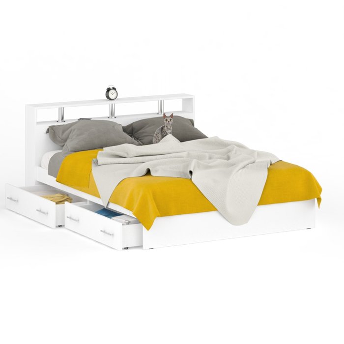 Кровать с ящиками Камелия 160х200 белого цвета - купить Кровати для спальни по цене 12783.0