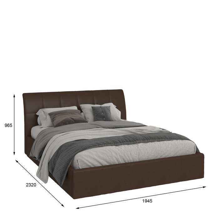 Кровать Инуа 180х200 темно-коричневого цвета с подъемным механизмом 
