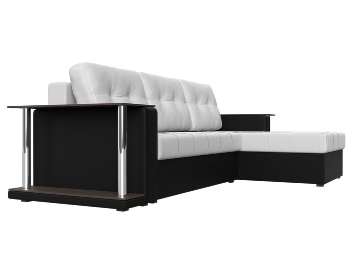 Угловой диван-кровать Даллас черно-белого цвета (экокожа)