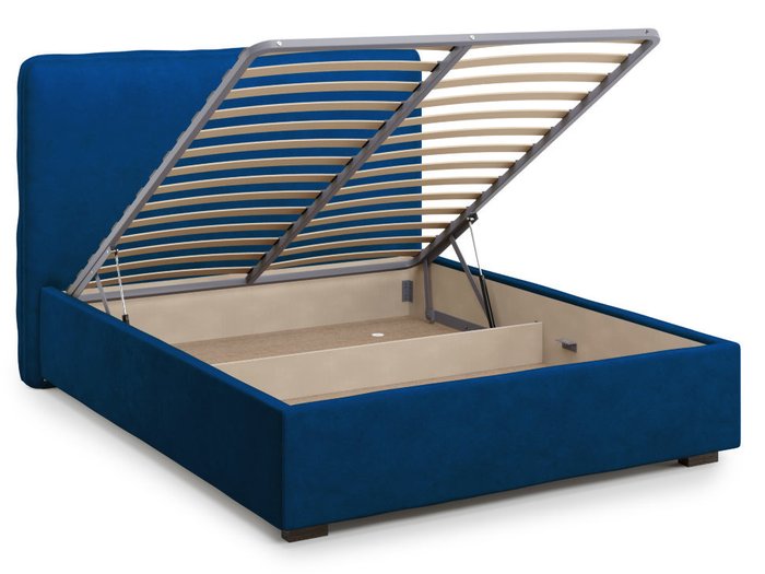 Кровать Brachano 160х200 синего цвета с подъемным механизмом 