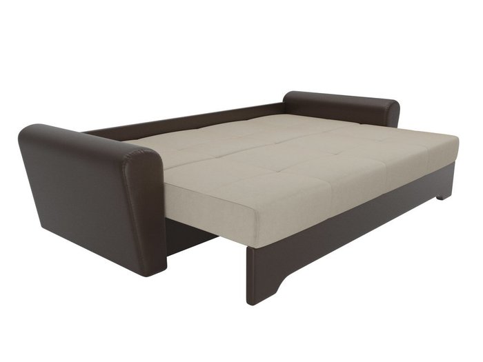 Прямой диван-кровать Амстердам бежево-коричневого цвета (ткань/экокожа)