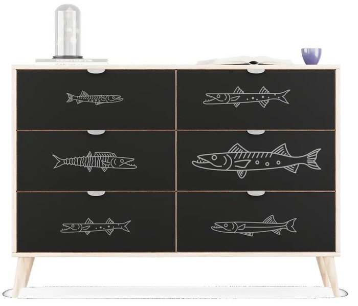 Комод Бержер Fish черно-бежевого цвета - лучшие Комоды в INMYROOM Комод Бержер Fish черно-бежевого цвета - лучшие Комоды в INMYROOM