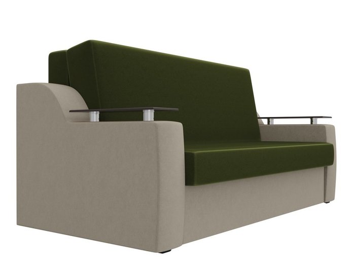 Прямой диван-кровать Сенатор бежево-зеленого цвета