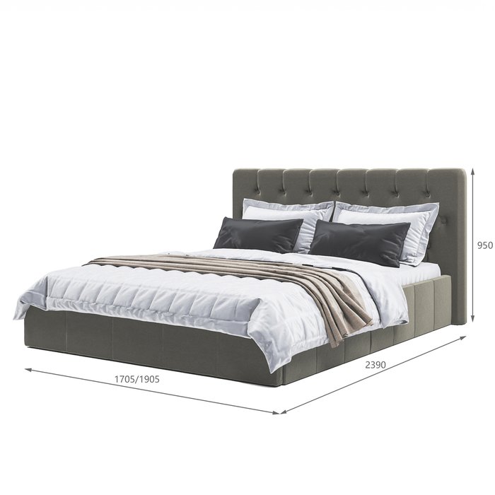Кровать Инуа 180х200 темно-серого цвета с подъемным механизмом 