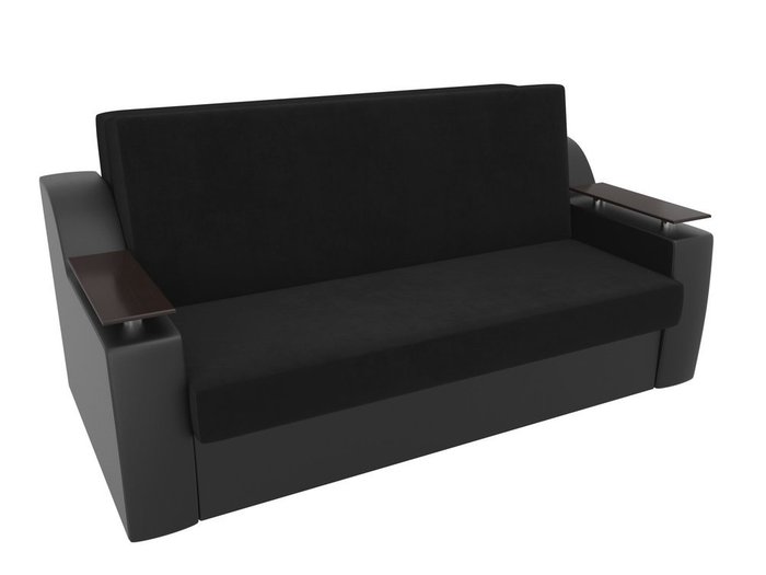 Прямой диван-кровать Сенатор черного цвета (ткань\экокожа)
