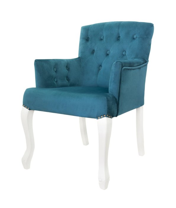 Классическое кресло Deron blue+white с голубой обивкой