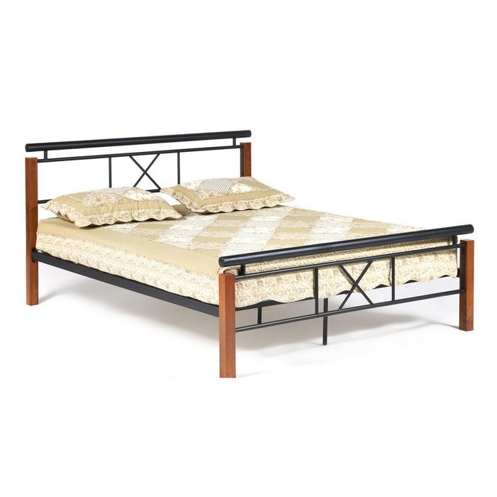 Кровать Eunis Wood slat base 160х200 черно-коричневого цвета 