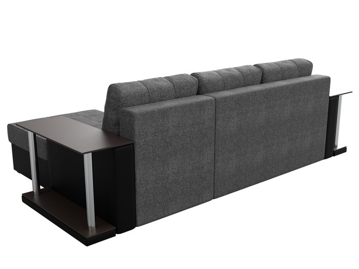 Угловой диван-кровать Даллас серо-черного цвета (ткань\экокожа)