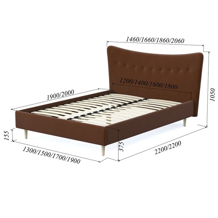 Кровать Финна 180x200 темно-коричневого цвета