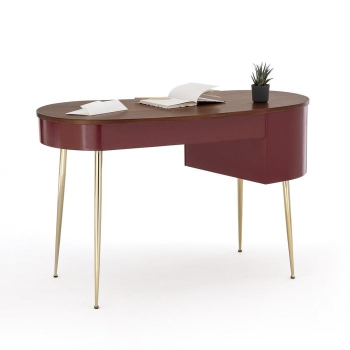 Письменный стол Topim в форме фасоли бордового цвета
