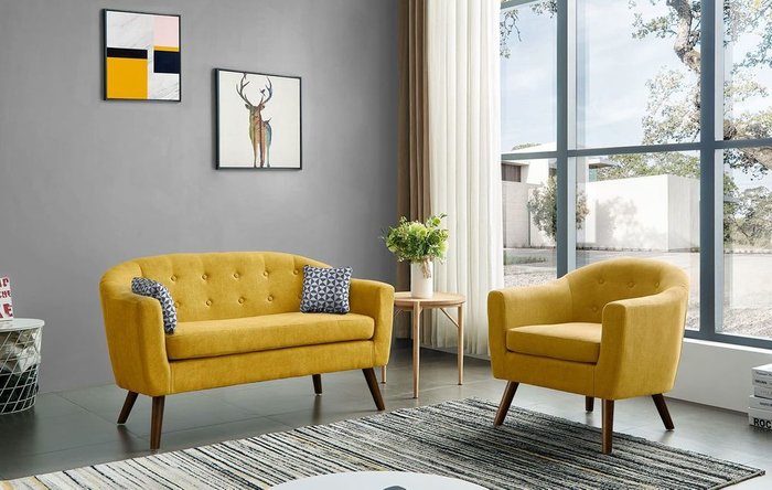 Прямой диван Florence M желтого цвета - лучшие Прямые диваны в INMYROOM