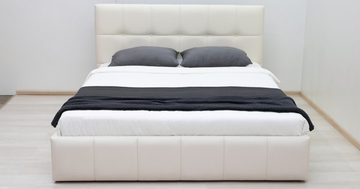 Кровать Хлоя 160х200 с подъемным механизмом сливочного цвета