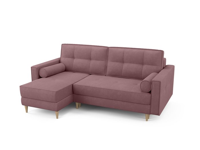 Угловой диван-кровать левый Оtto темно-розового цвета