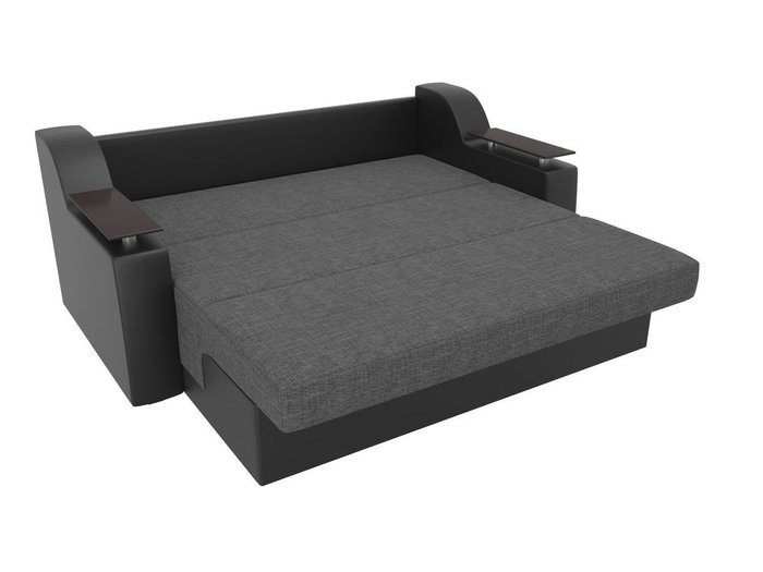 Прямой диван-кровать Сенатор черно-серого цвета (ткань\экокожа)