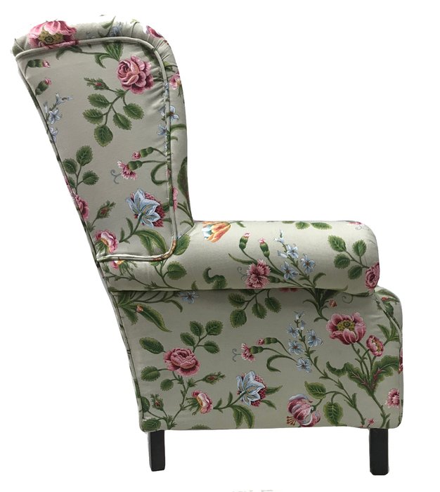 Кресло Розарий светло-серого цвета с цветами