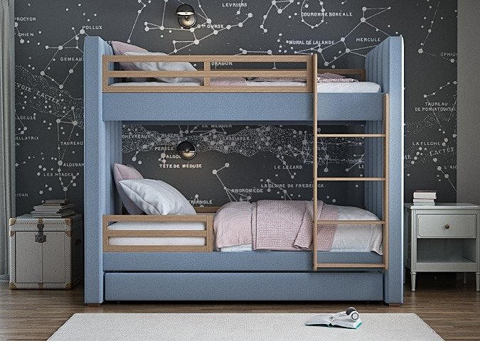 Двухъярусная кровать Cosy 90х200 голубого цвета