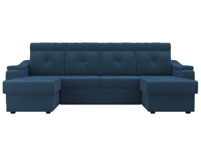 Угловой диван-кровать Джастин синего цвета