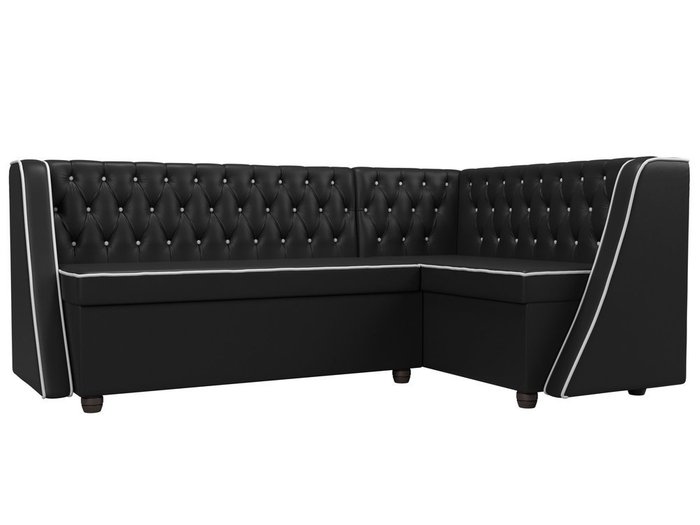 Кухонный угловой диван Лофт черного цвета (экокожа)