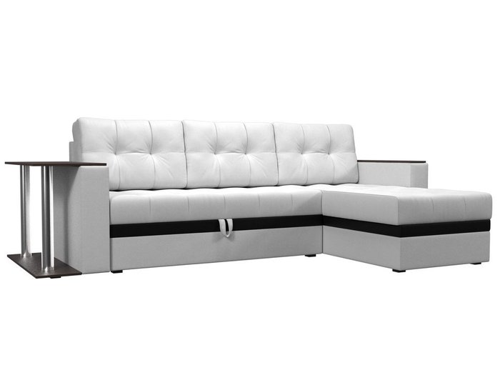 Угловой диван-кровать Атланта М белого цвета (экокожа)