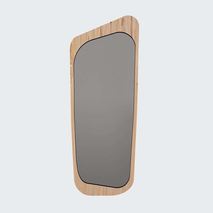 Зеркало настенное Woodi бежевого цвета с темно-коричневым кантом