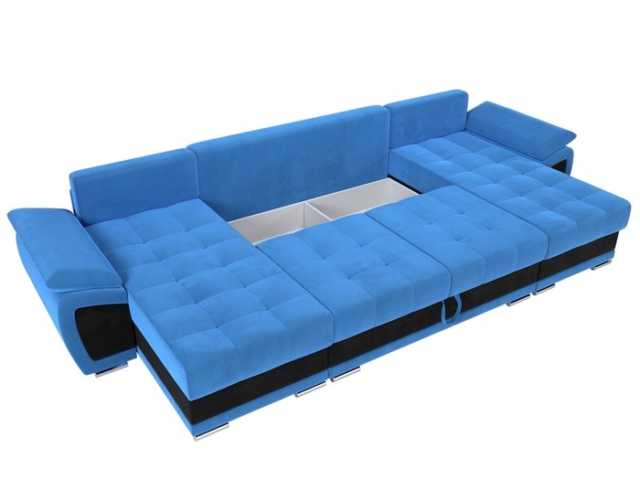 Угловой диван-кровать Нэстор черно-голубого цвета