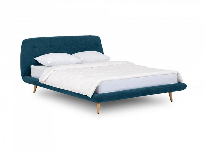 Кровать Loa 160х200 синего цвета 