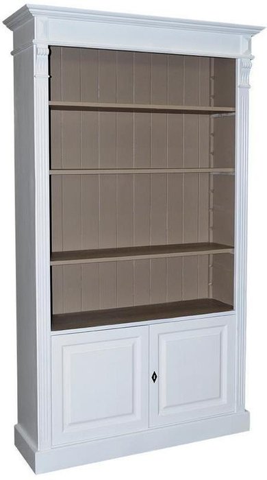 Книжный шкаф  двухдверный Брюгге бело-серого цвета